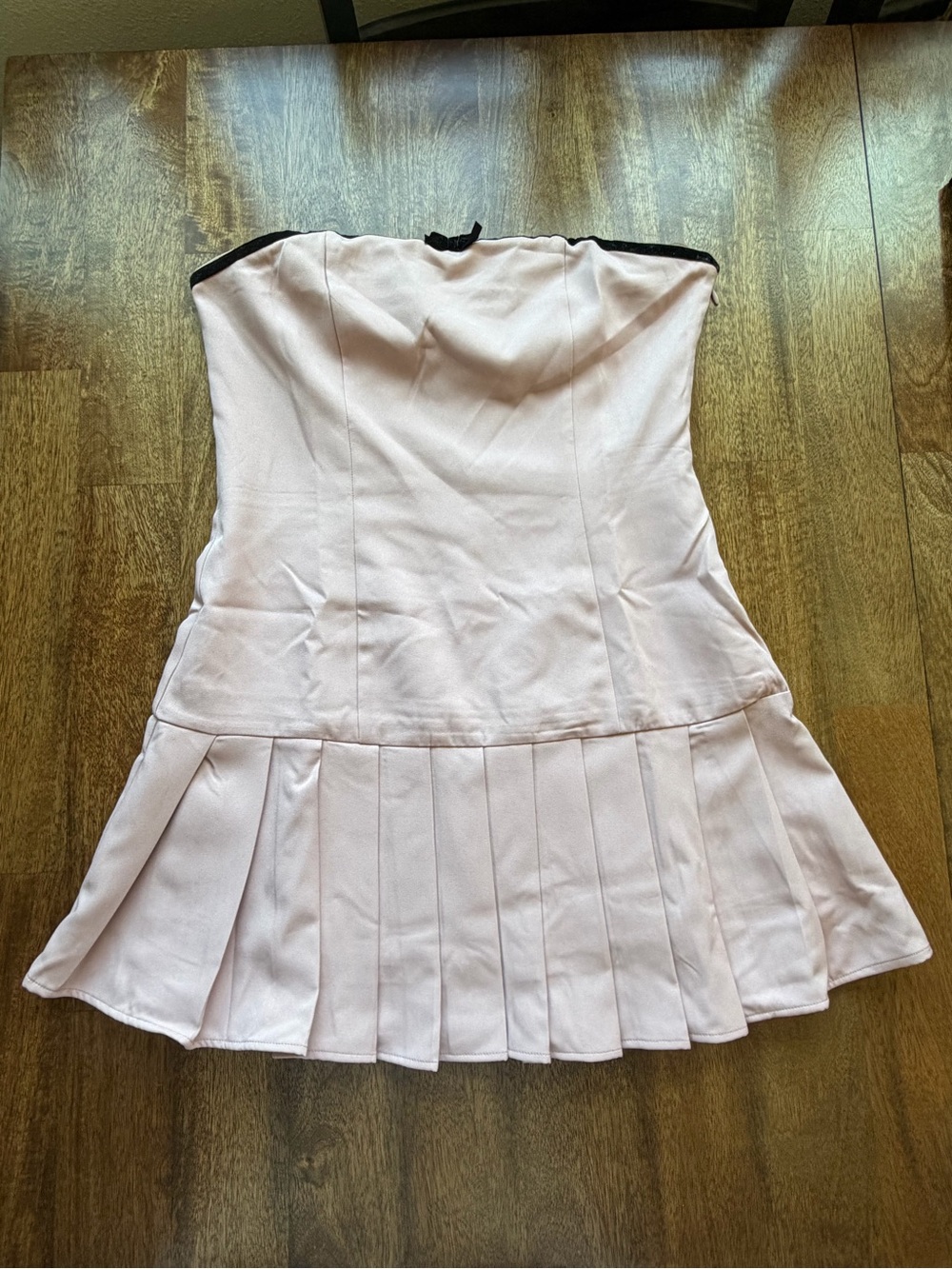 Light Pink Strapless Pleated Mini Dress